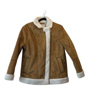Old Navy Tan Faux Suede Jacket with Cream Sherpa Lining